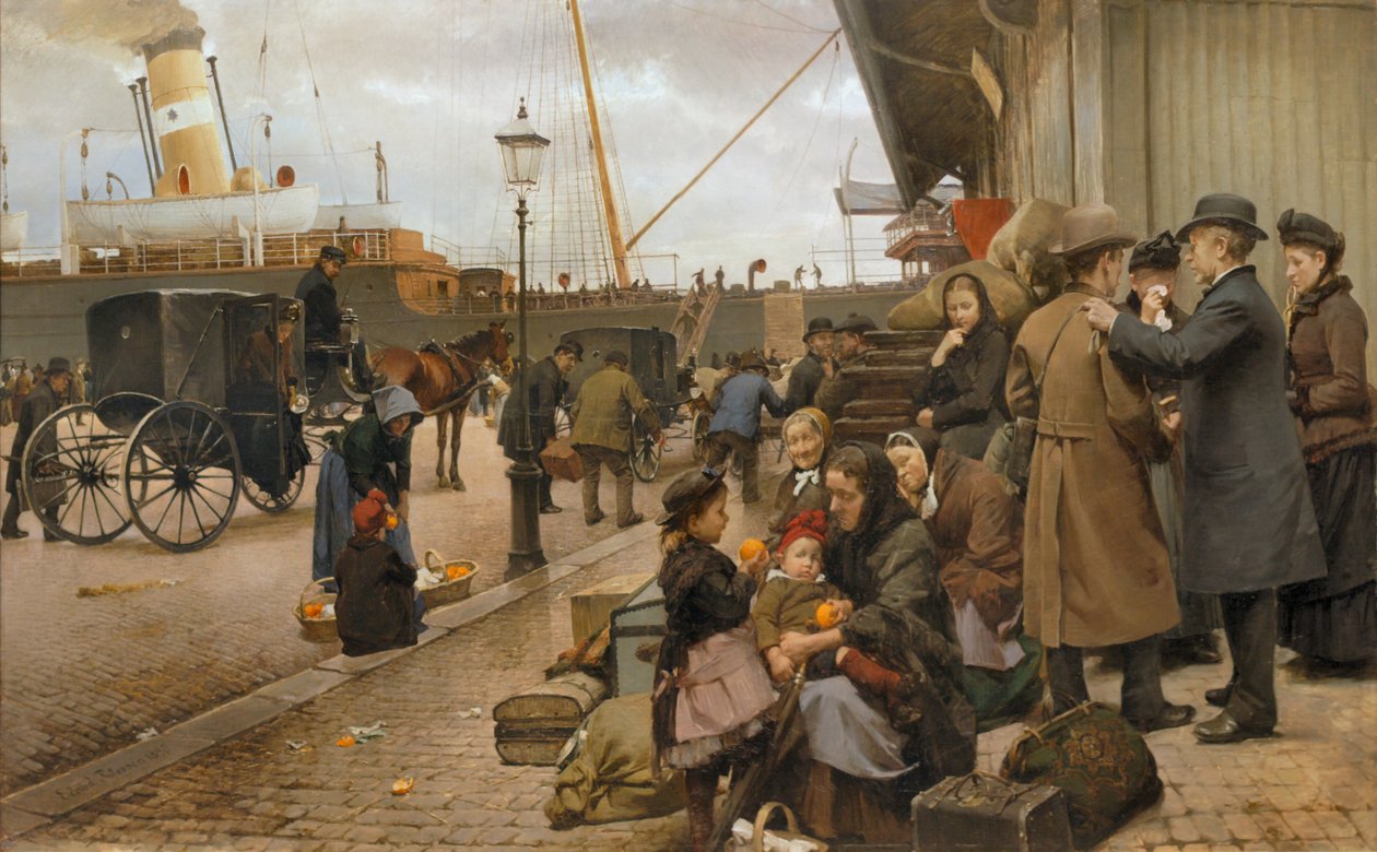 Emigranci na Larsens Plads autorstwa Edvard Petersen
