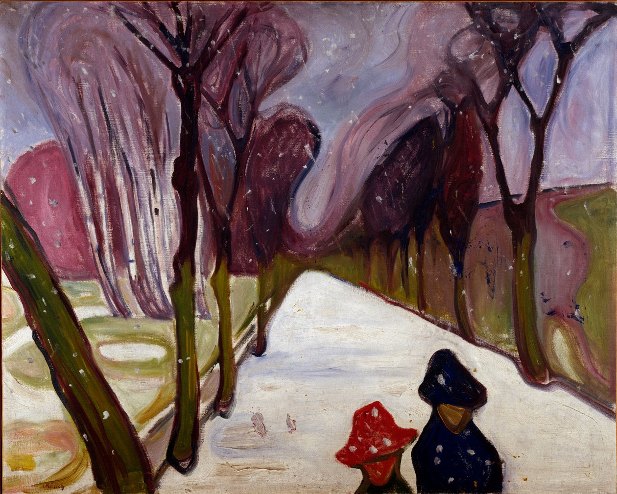 Allee w trąbie powietrznej śniegu autorstwa Edvard Munch