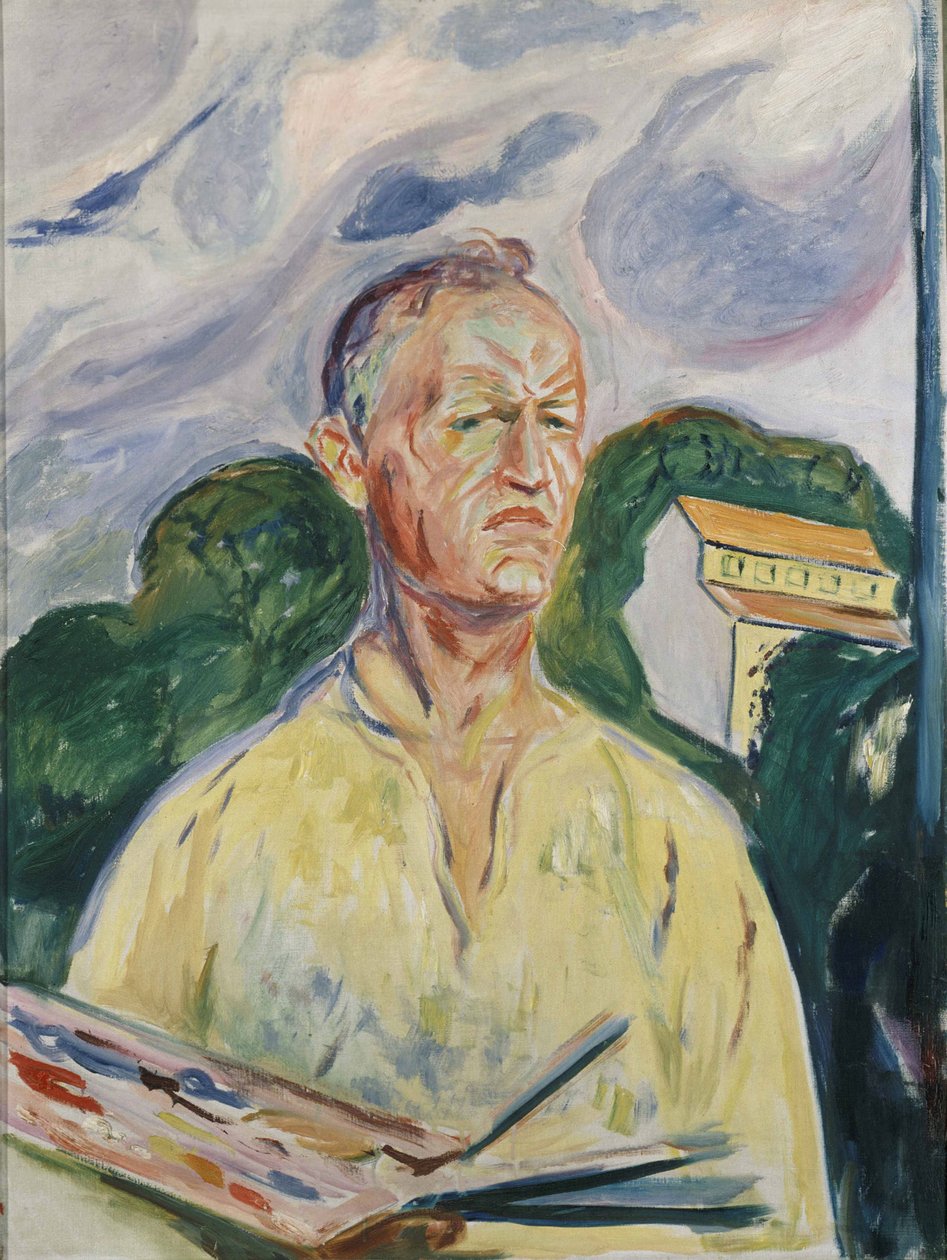 "Autoportret z paletą" (Autoportret z paletą) Obraz Edvarda Muncha (1863-1944) 1926 Ze zbiorów prywatnych autorstwa Edvard Munch