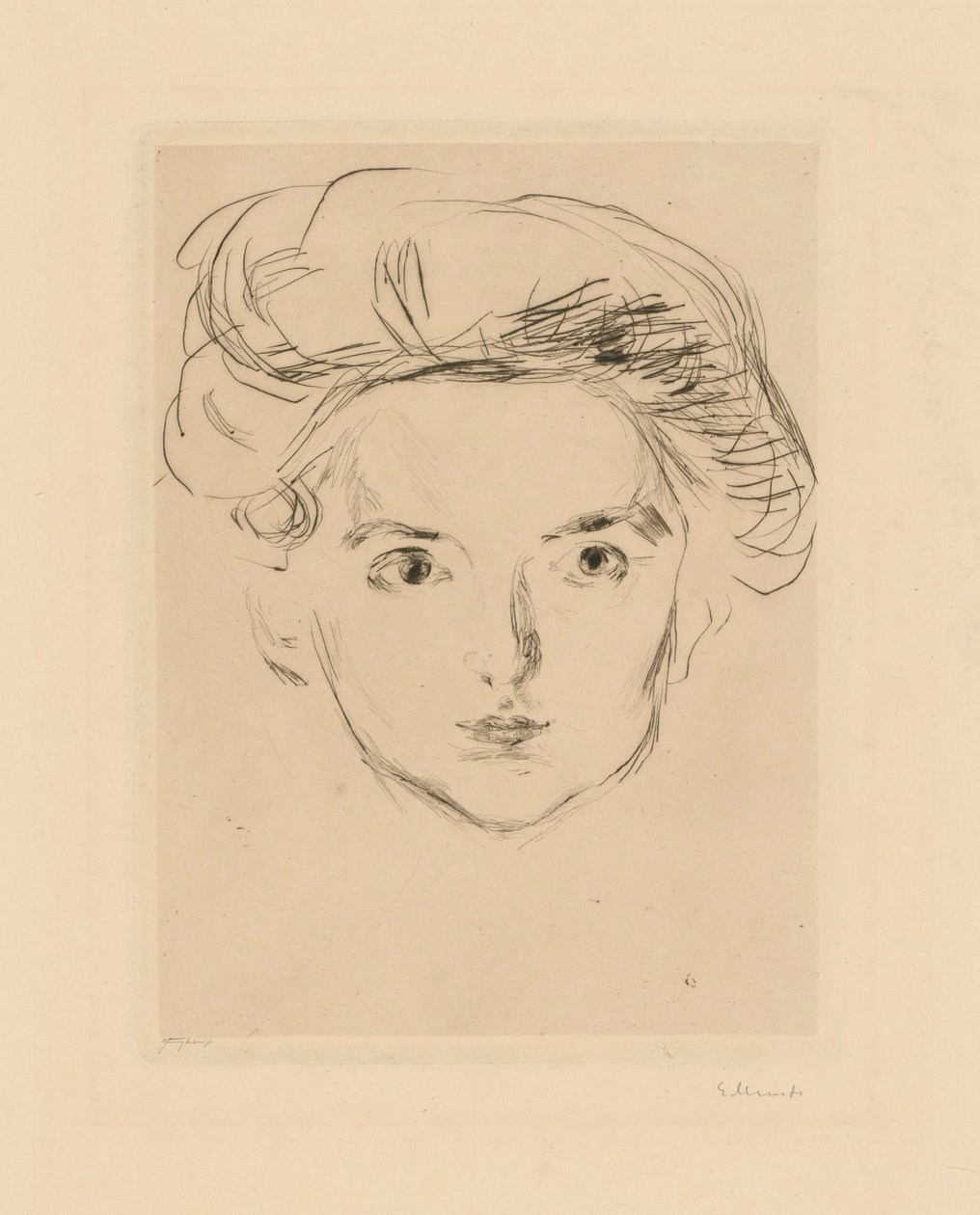 Berlińska kokota (głowa dziewczyny) autorstwa Edvard Munch