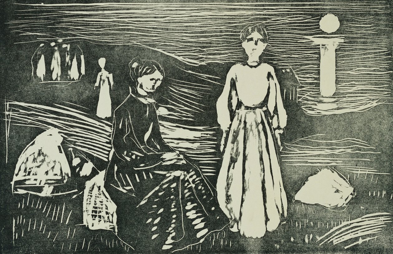 Kobiety na plaży w letnią noc (SSH. 339) autorstwa Edvard Munch