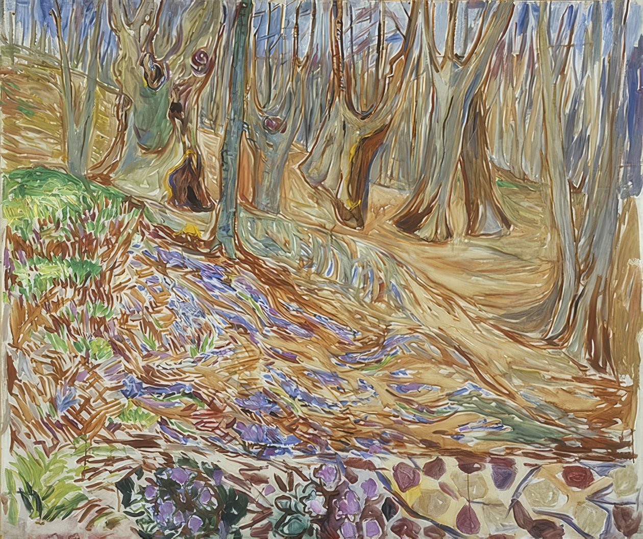 Wiosna w lesie wiązowym. Około 1923 autorstwa Edvard Munch