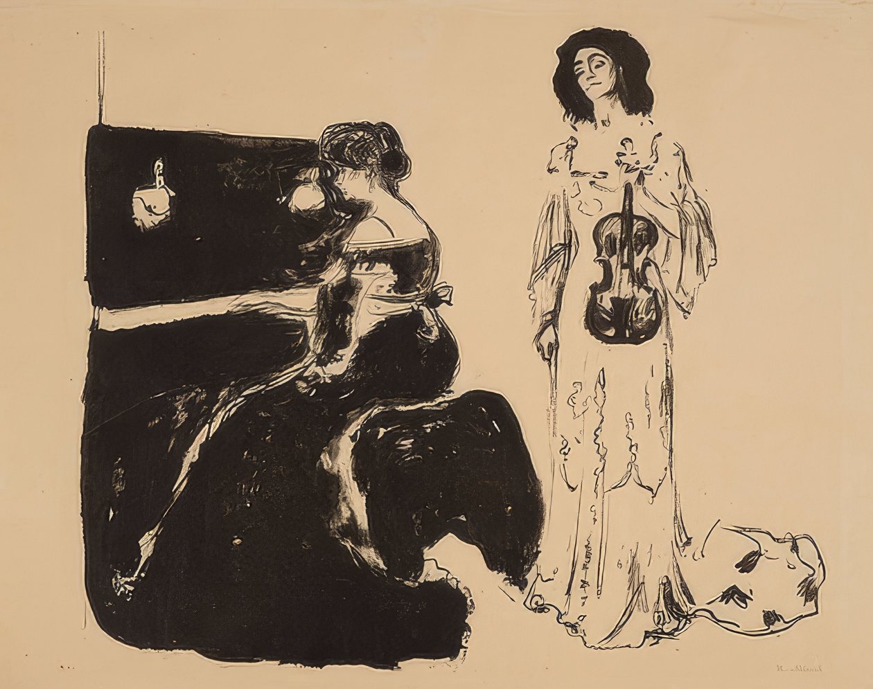 Koncert skrzypcowy. Eva Mudocci (skrzypce) i Bella Edvards. 1903 autorstwa Edvard Munch