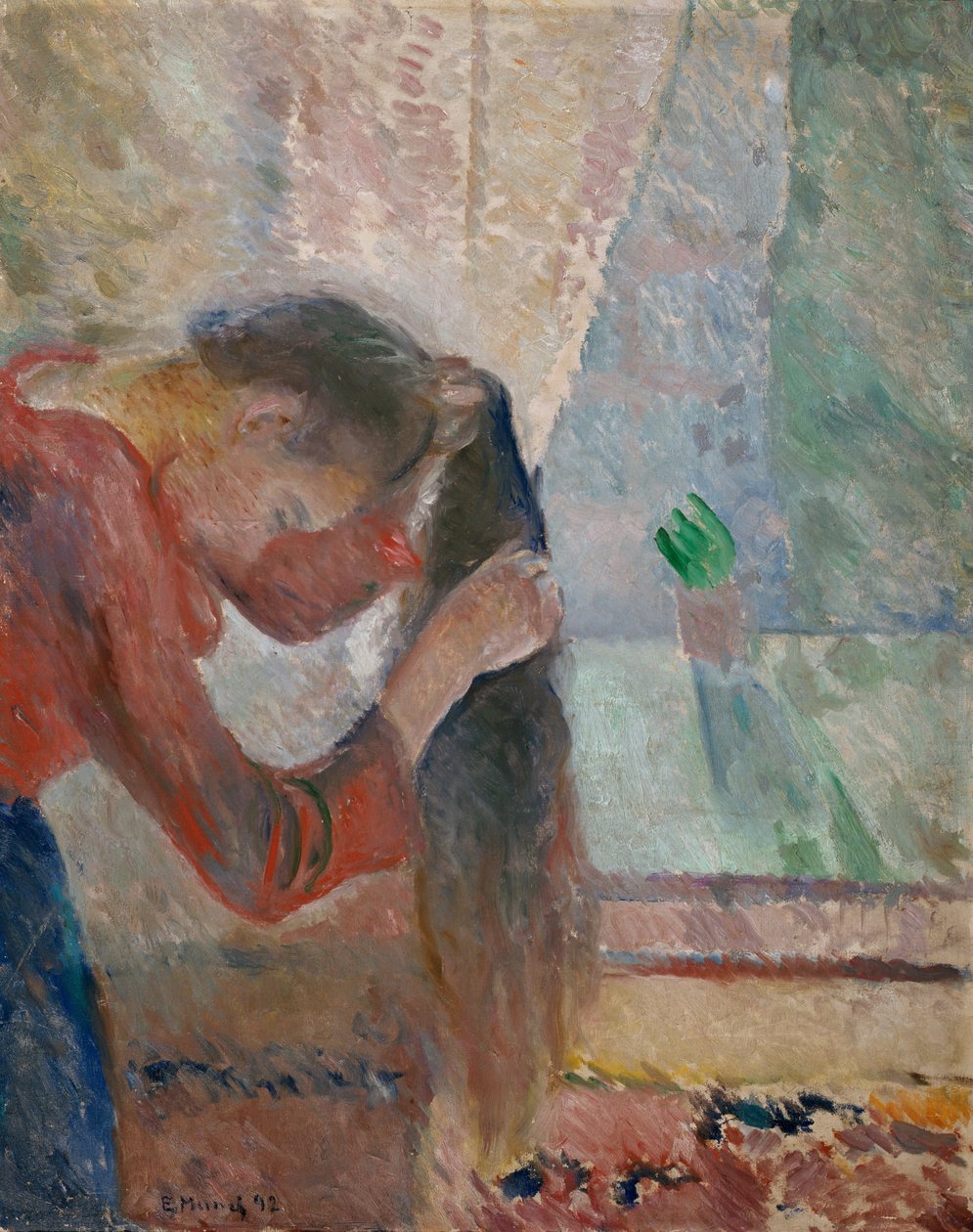 Dziewczyna czesząca włosy autorstwa Edvard Munch