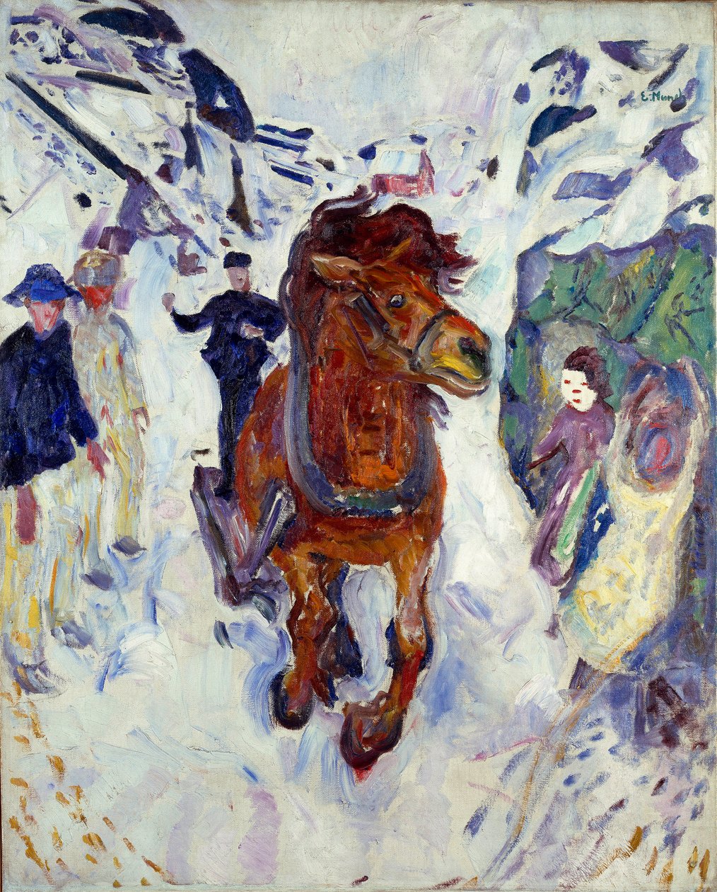 Obraz galopu konia autorstwa Edvarda Muncha (1863-1944) 1910-1912 Wym. 148x119,5 cm Oslo, Miejskie Zbiory Sztuki Munch Museum (Musee Munch) autorstwa Edvard Munch