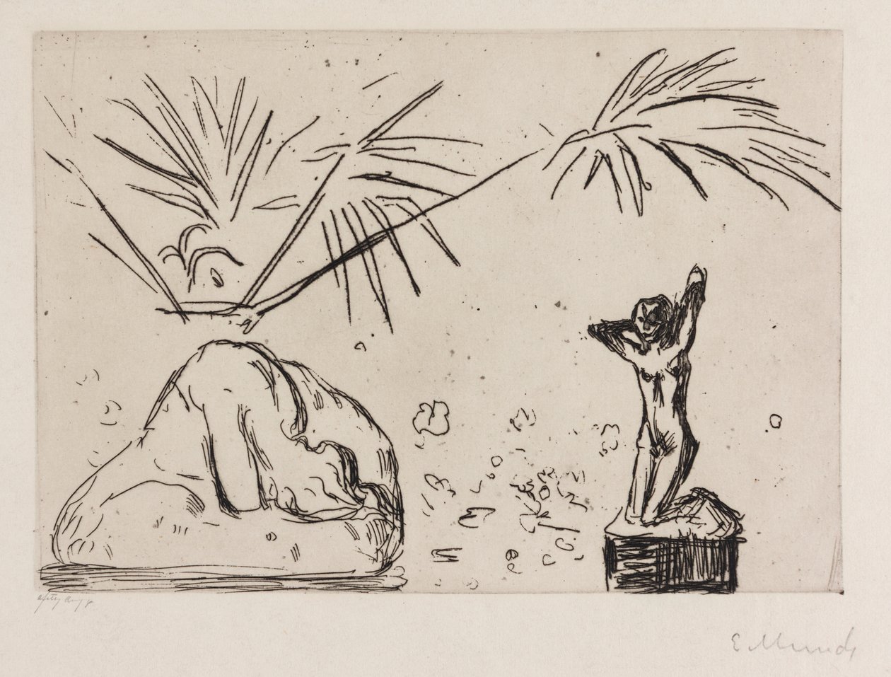 Wnętrze z rzeźbami autorstwa Edvard Munch
