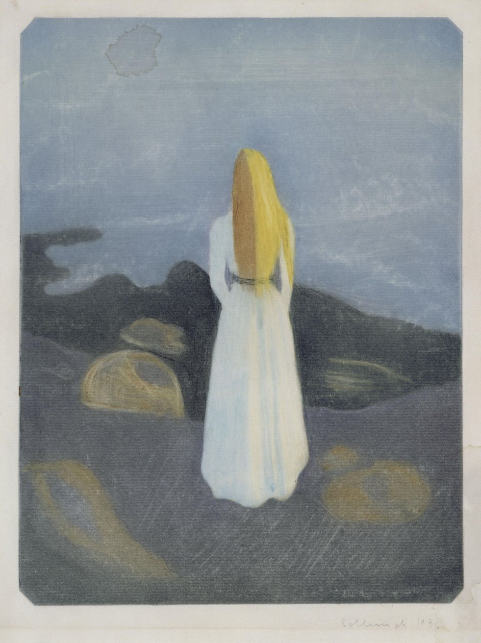 Młoda kobieta na plaży (Samotna) autorstwa Edvard Munch