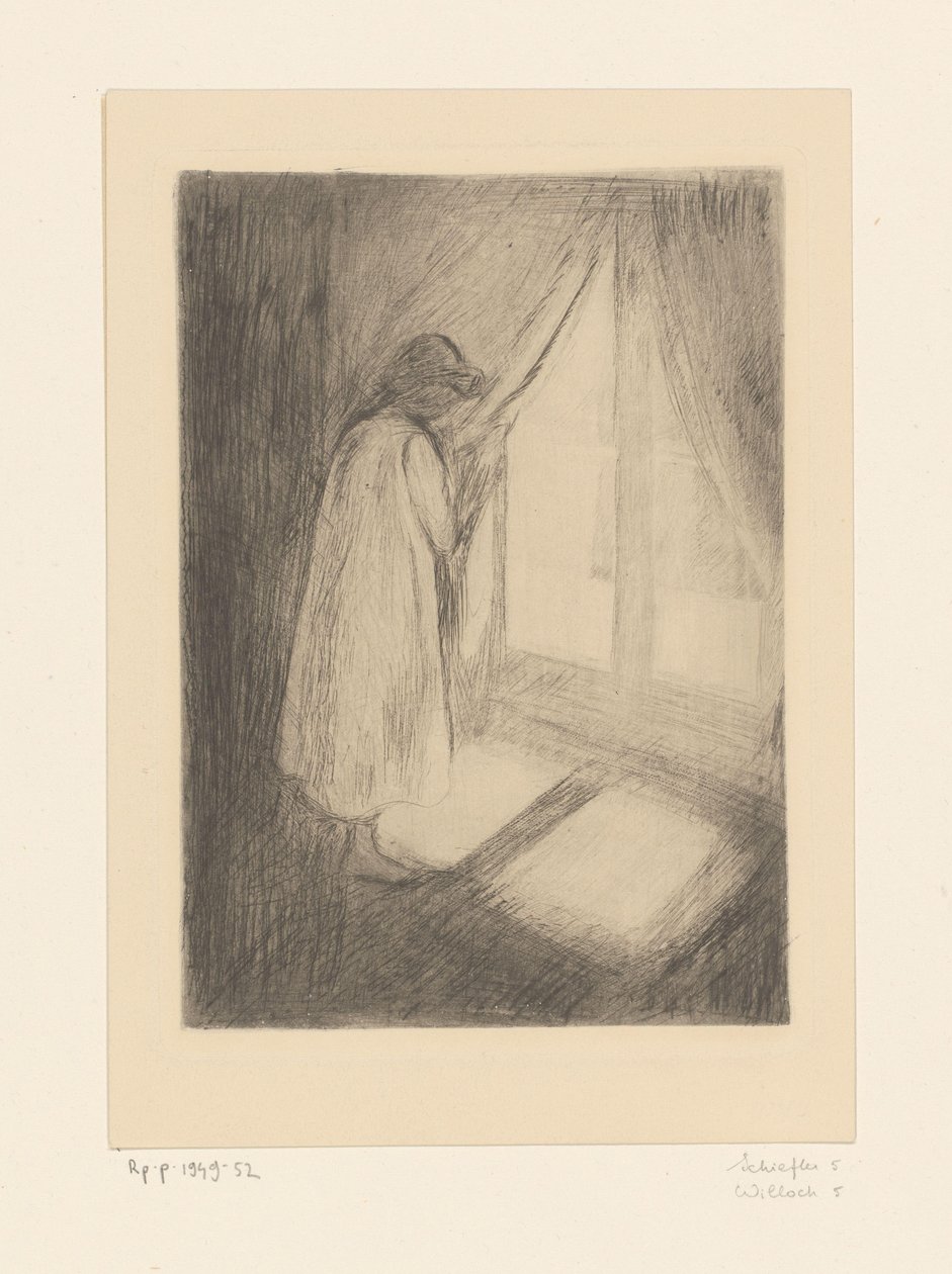 Dziewczyna w nocnej koszuli przy oknie Dziewczyna przy oknie (tytuł oryginalny) autorstwa Edvard Munch