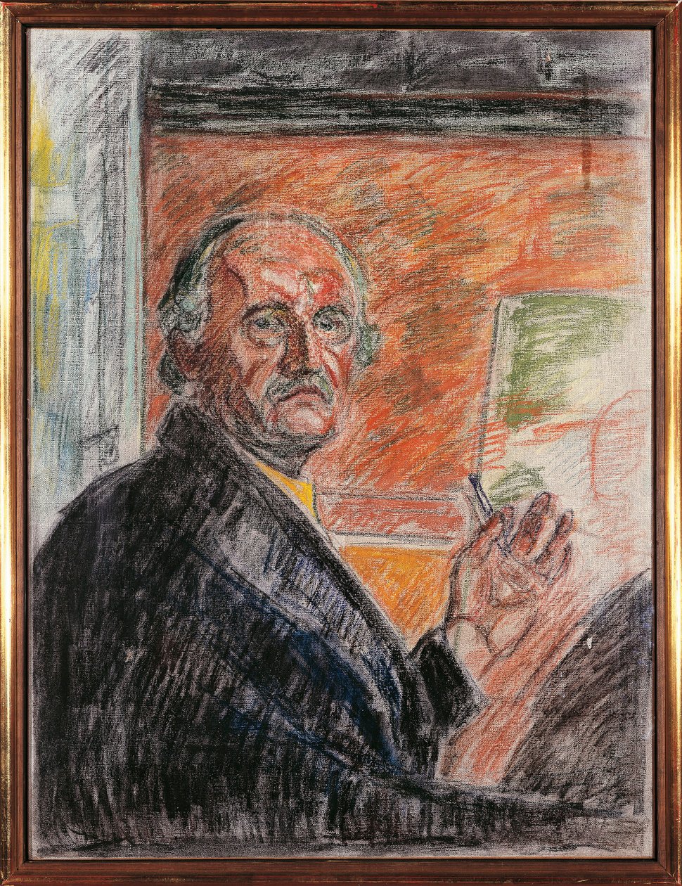 Norwegia, Oslo, Autoportret z kredą autorstwa Edvard Munch