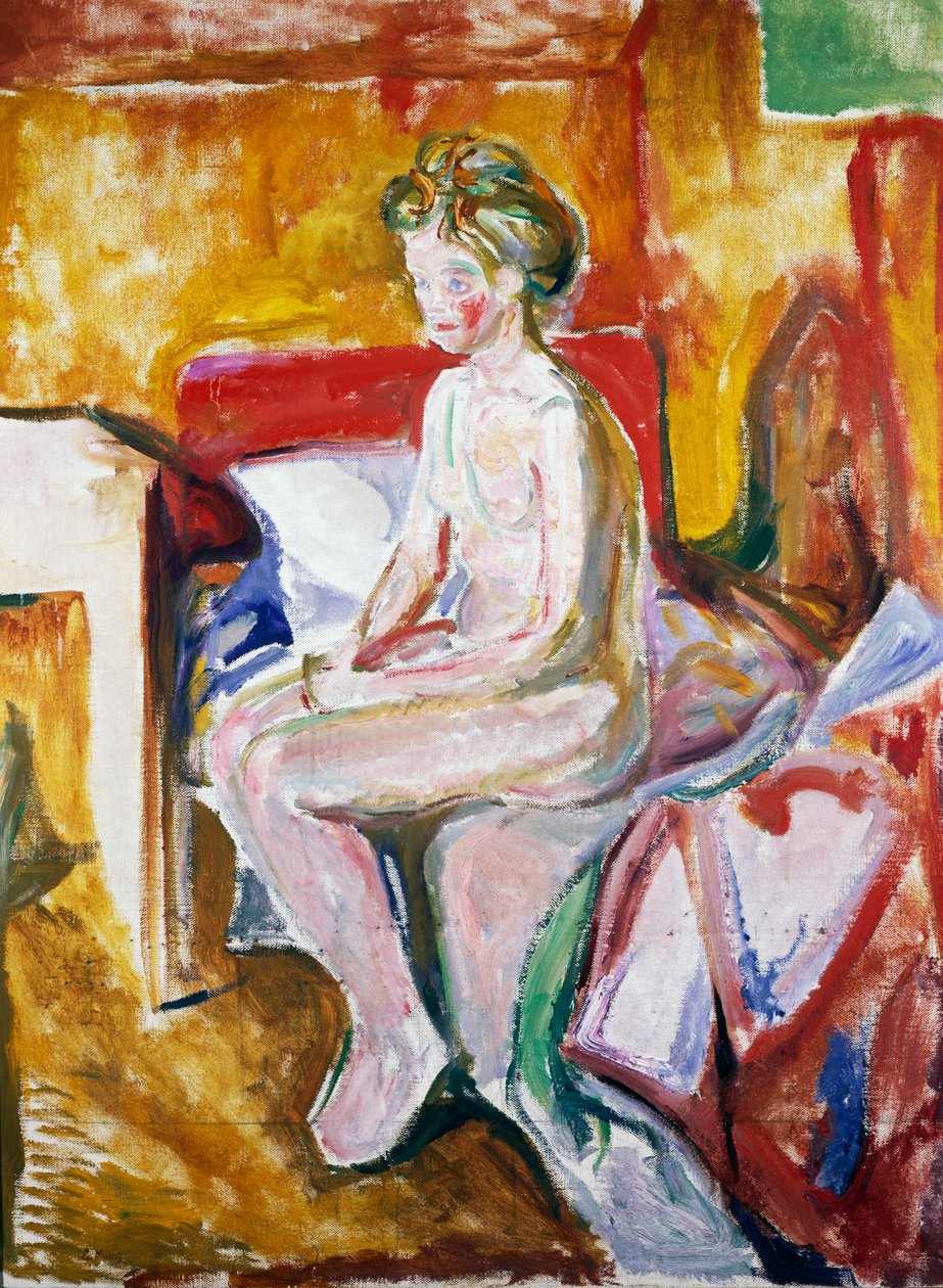 Nagość na brzegu łóżka autorstwa Edvard Munch