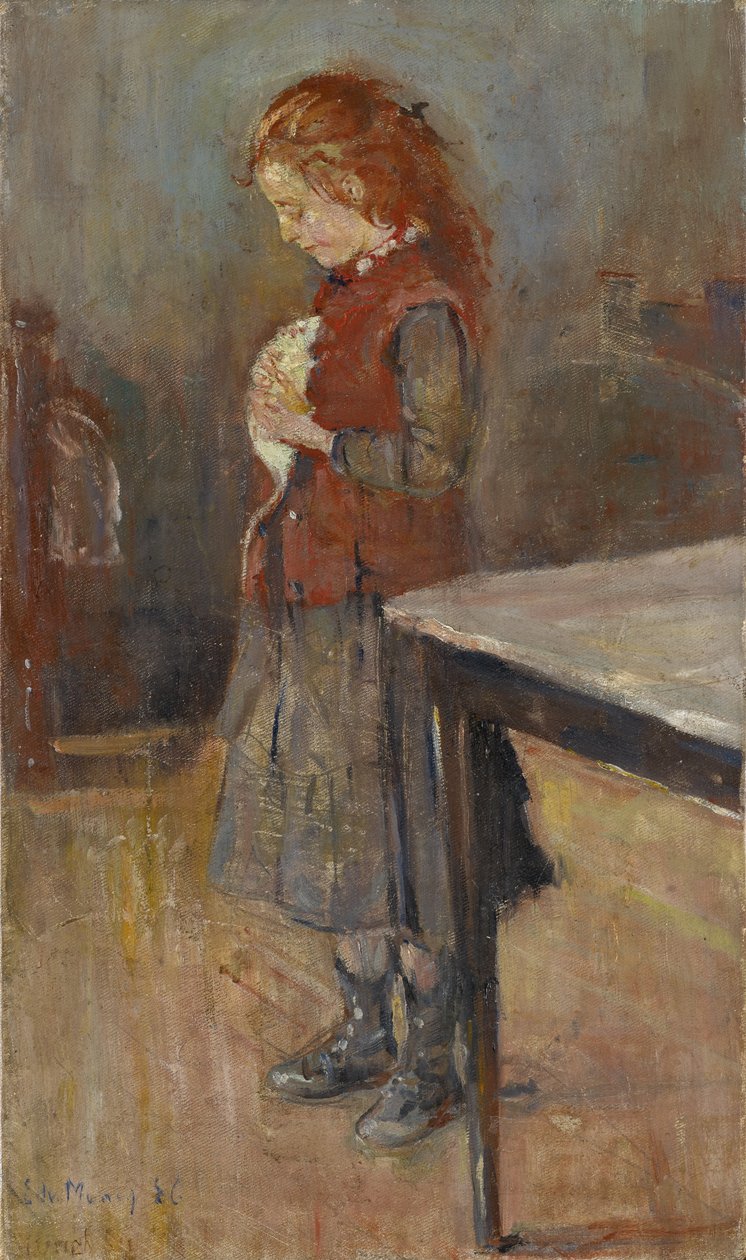 Rudowłosa dziewczyna z białym szczurem, 1886 autorstwa Edvard Munch