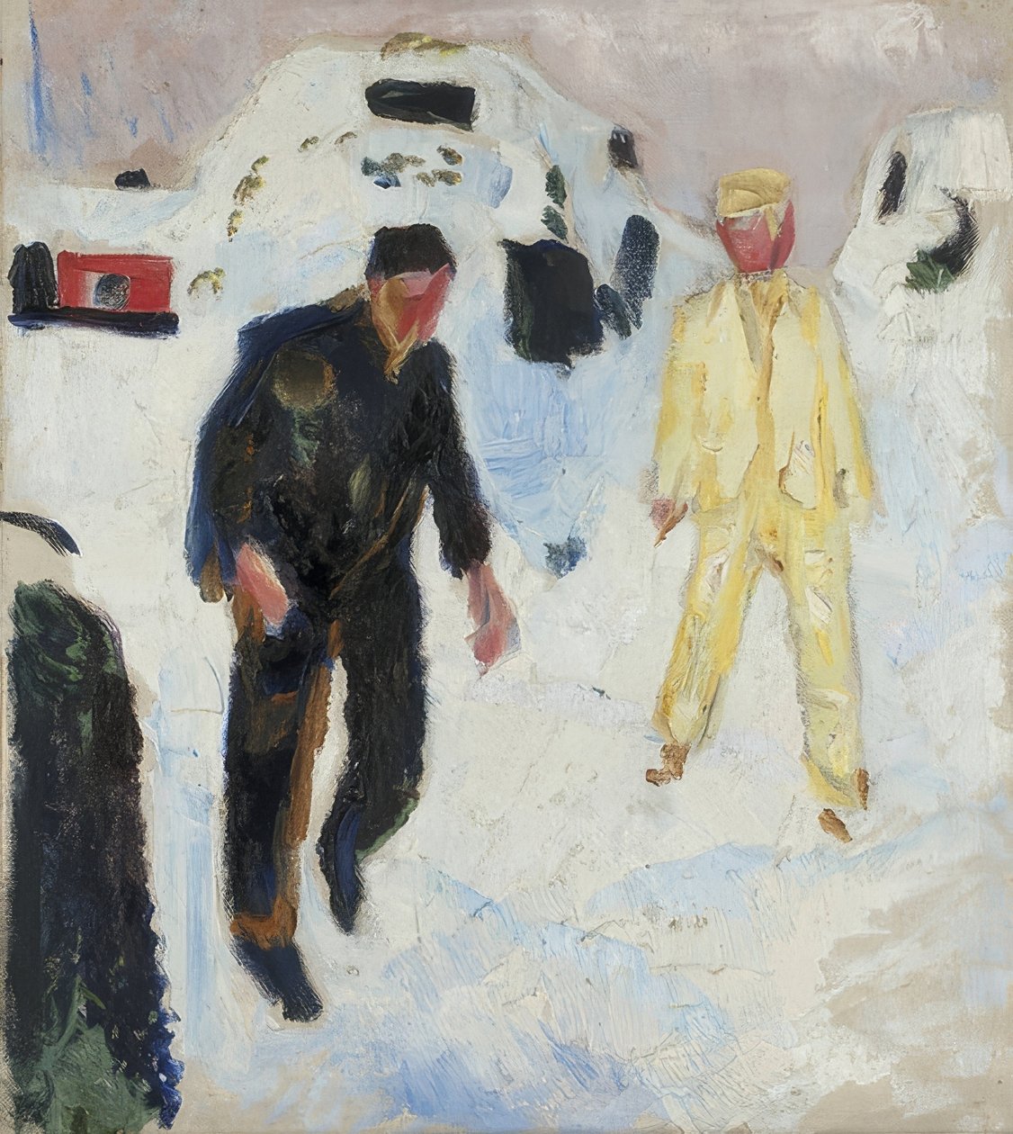 Czarno-żółty mężczyzna na śniegu. 1910-12 autorstwa Edvard Munch