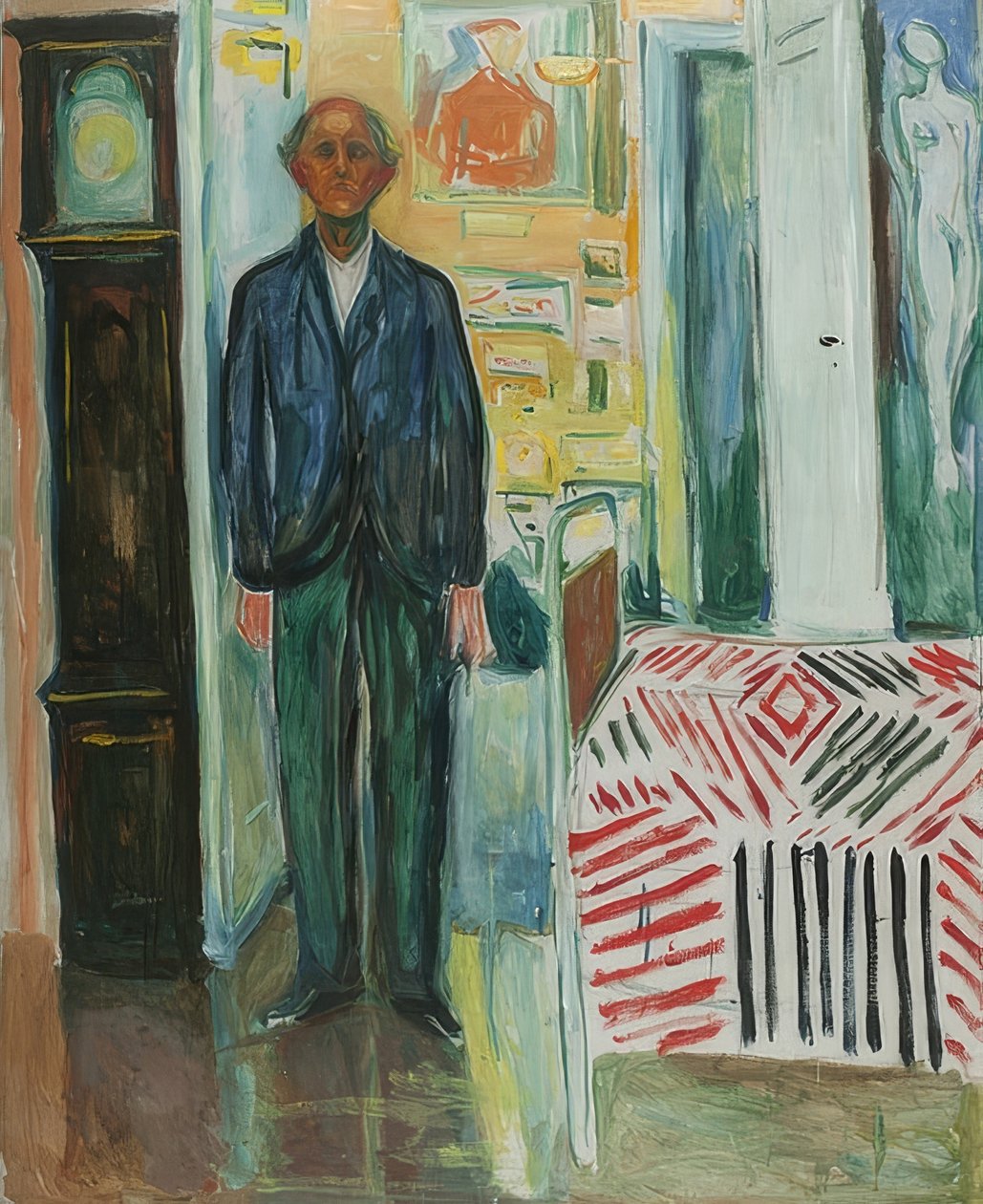 Autoportret. Między zegarem a łóżkiem. 1940-42 autorstwa Edvard Munch