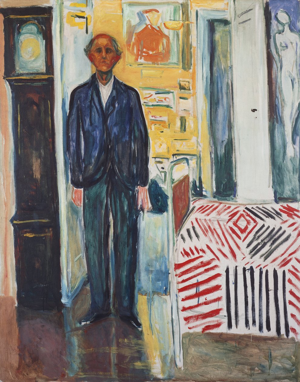 Autoportret, Między zegarem a łóżkiem autorstwa Edvard Munch