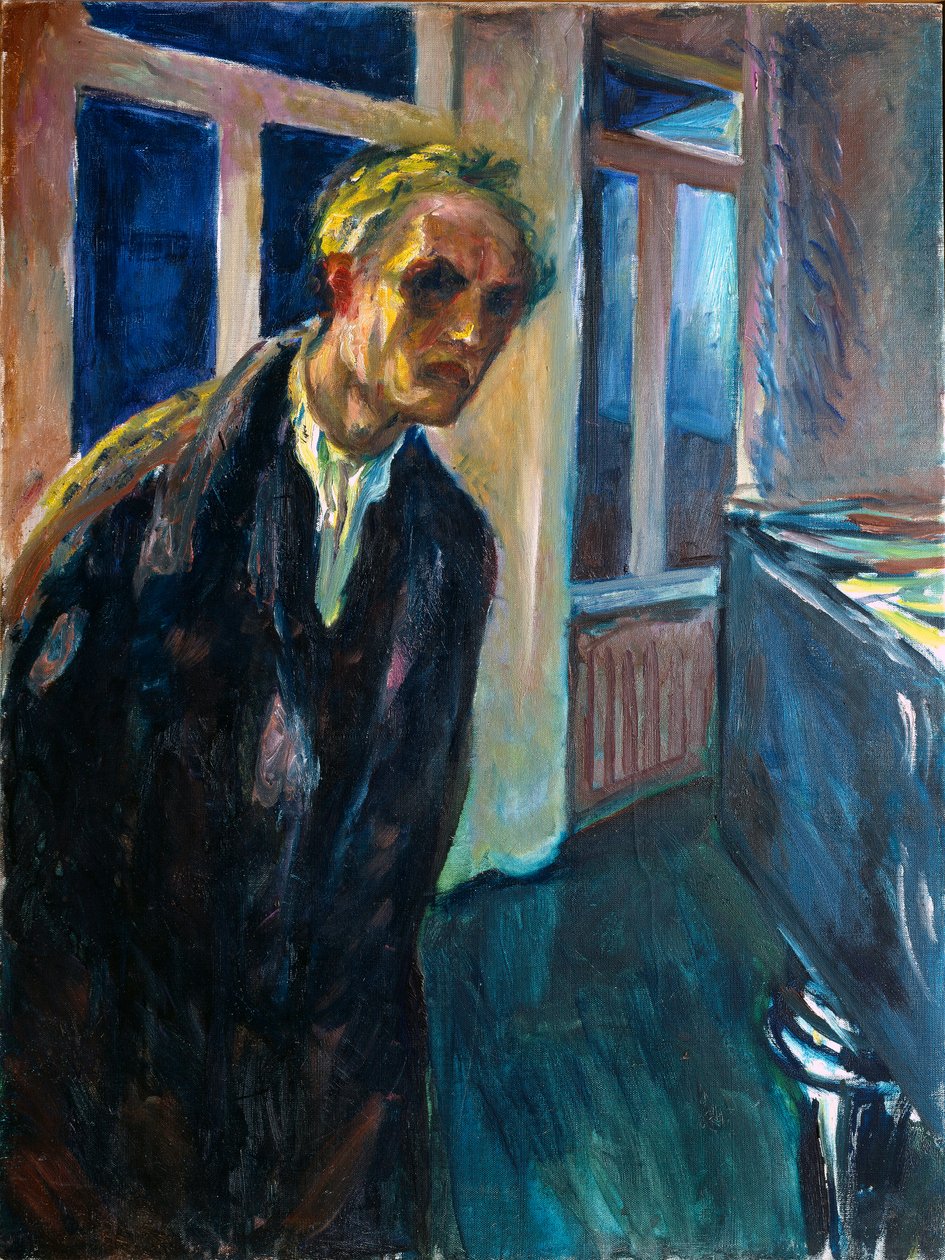Autoportret lub obraz człowieka idącego nocą autorstwa Edvarda Muncha (1863-1944) 1923-1924 Nd. 89,5x67,5 cm Oslo, Miejskie Zbiory Sztuki Munch Museum (Musee Munch) autorstwa Edvard Munch
