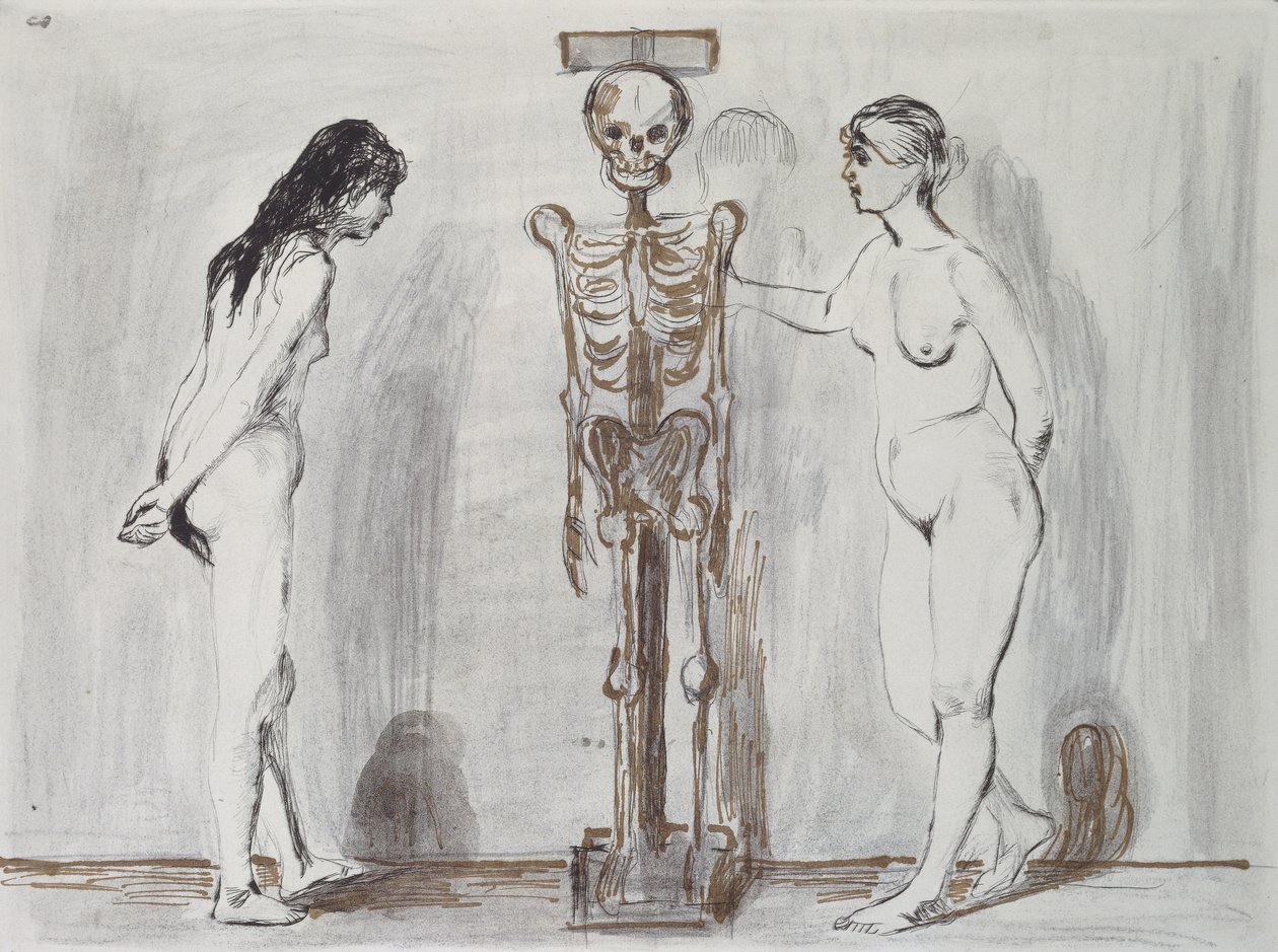 Dwie dziewczyny i szkielet (Życie i śmierć); Dwie panny i szkielet (Życie i śmierć) autorstwa Edvard Munch