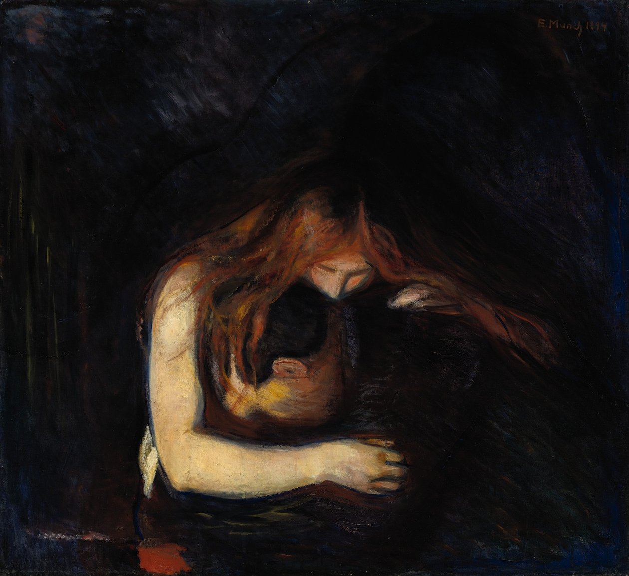 Miłość i ból wampira, 1894 autorstwa Edvard Munch