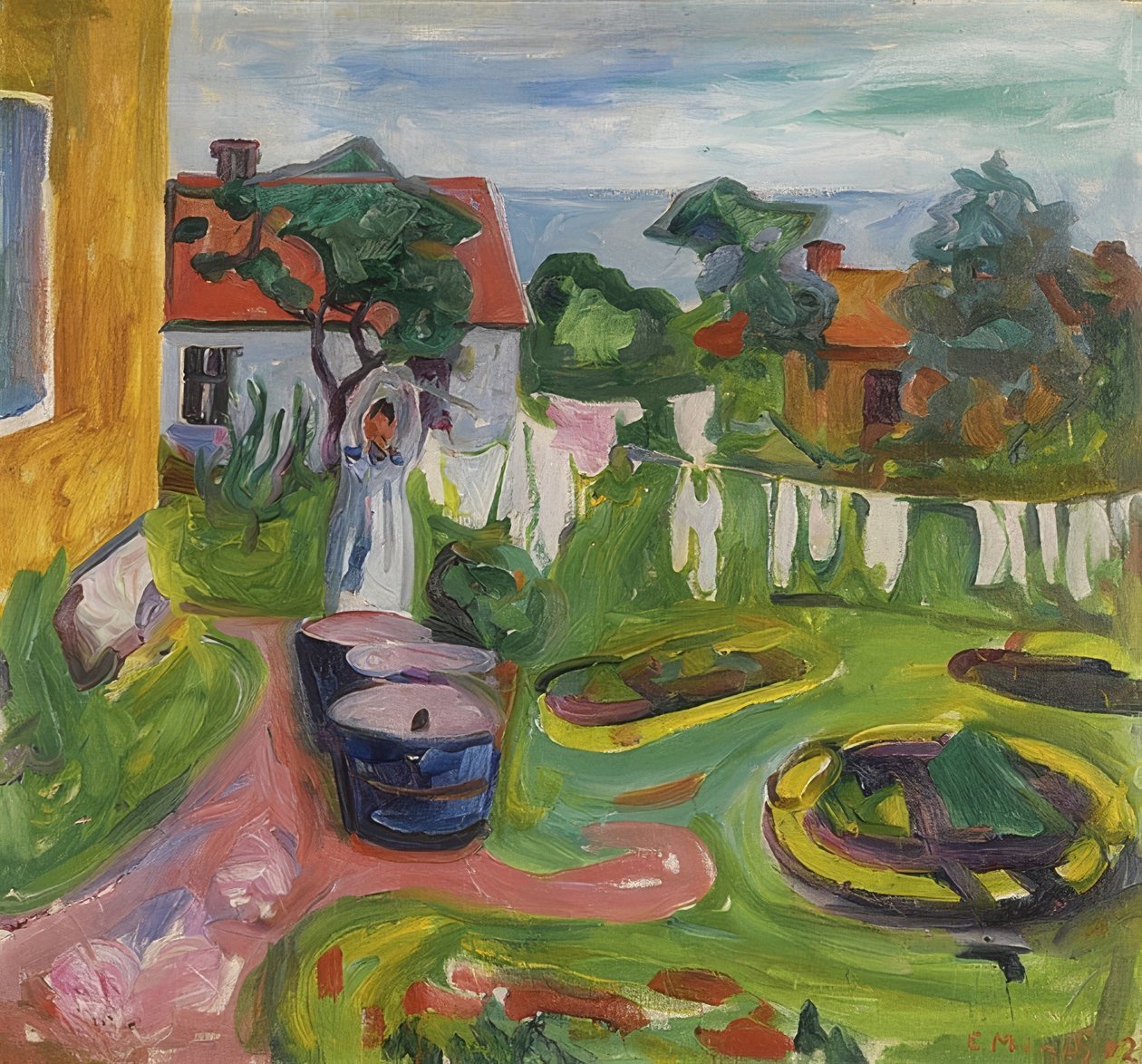 Pralnia na linii w Asgardstrand. 1902 autorstwa Edvard Munch