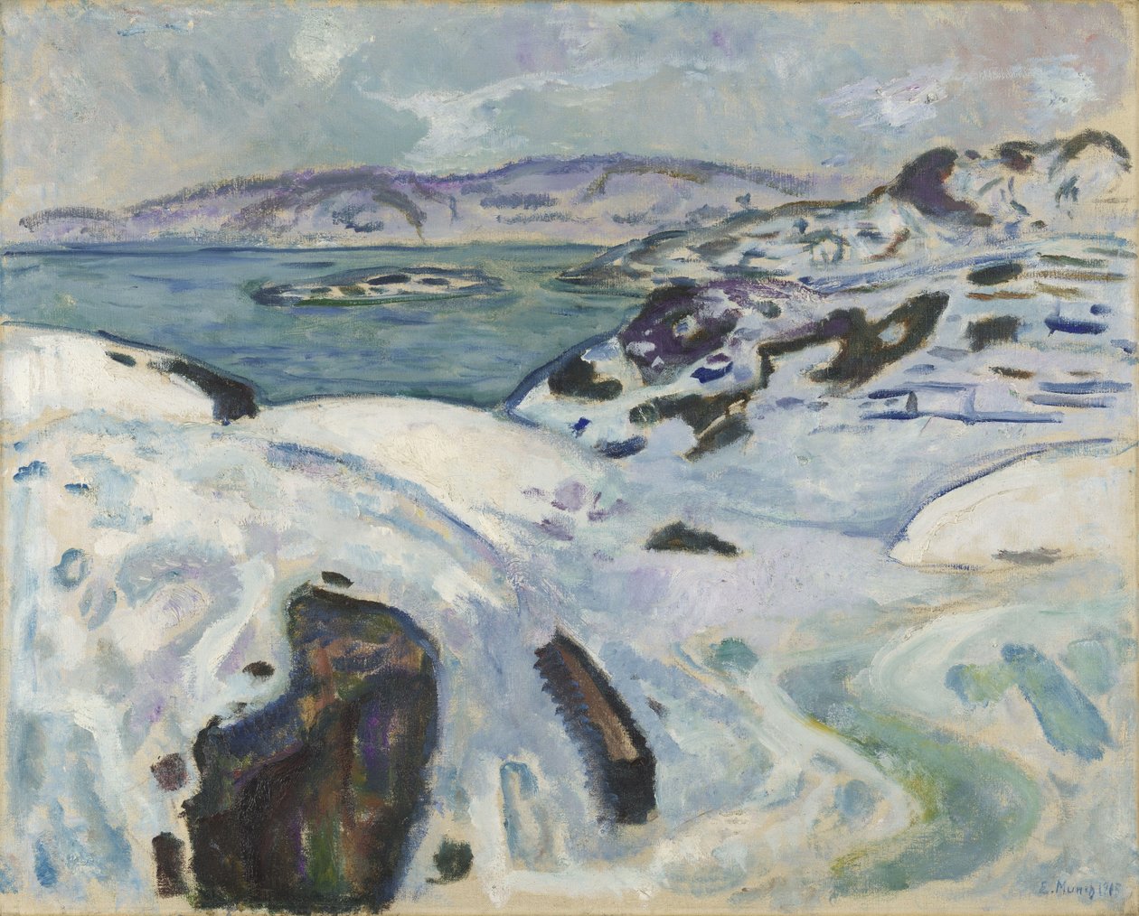 Zima nad fiordem autorstwa Edvard Munch