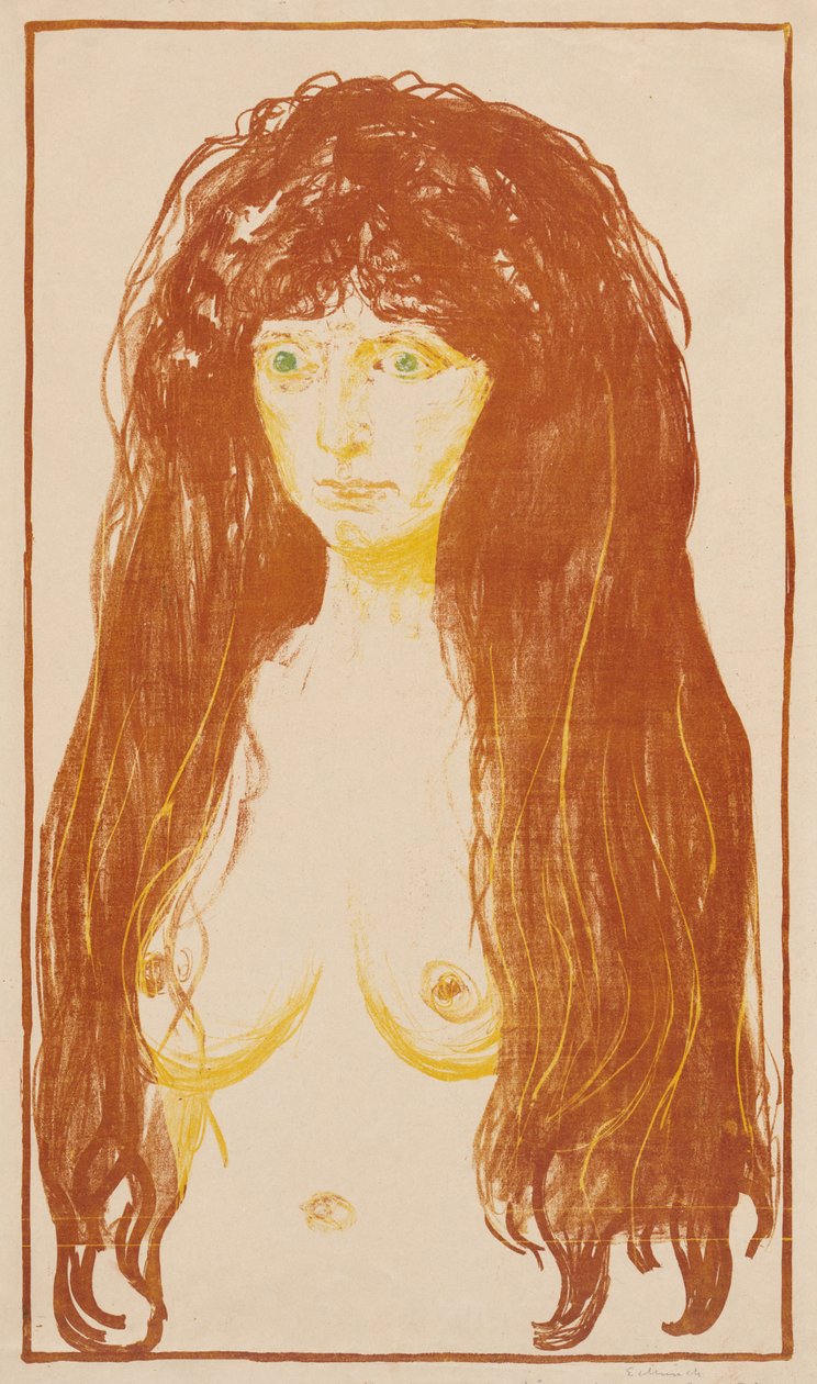 Kobieta o rudych włosach i zielonych oczach (Grzech) autorstwa Edvard Munch