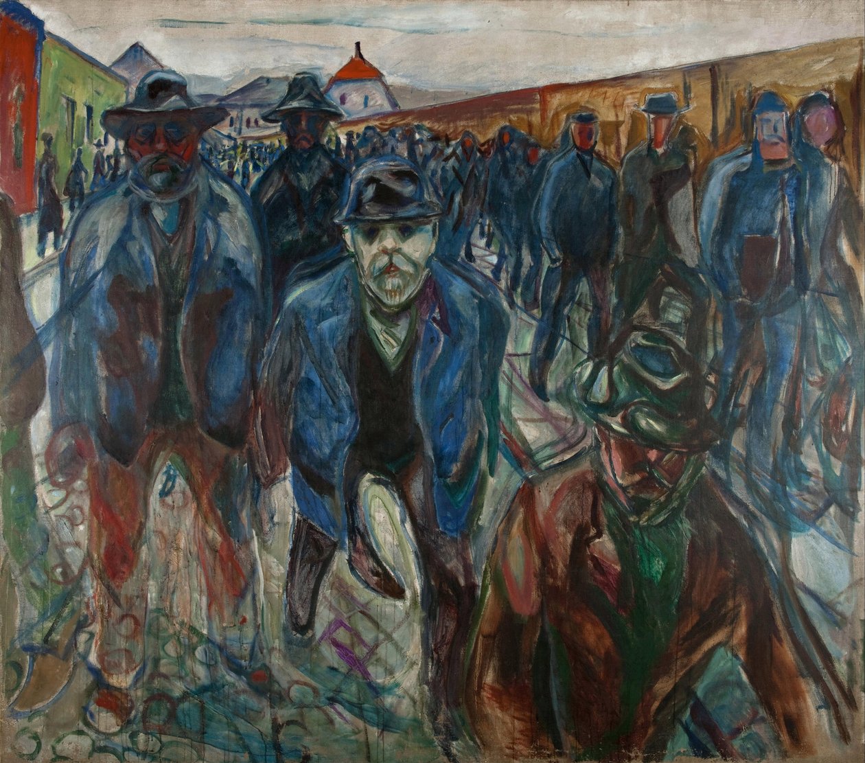 Robotnicy w drodze do domu par Munch, Edvard (1863-1944). Olej na płótnie, format : 227x201 autorstwa Edvard Munch