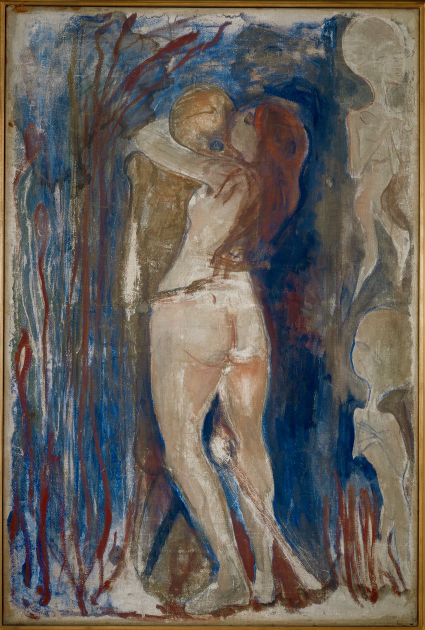 Młoda dziewczyna i śmierć (obraz na płótnie) autorstwa Edvard Munch
