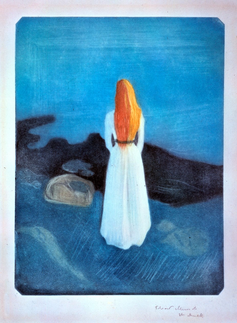 Młoda kobieta nad brzegiem morza, 1896 autorstwa Edvard Munch