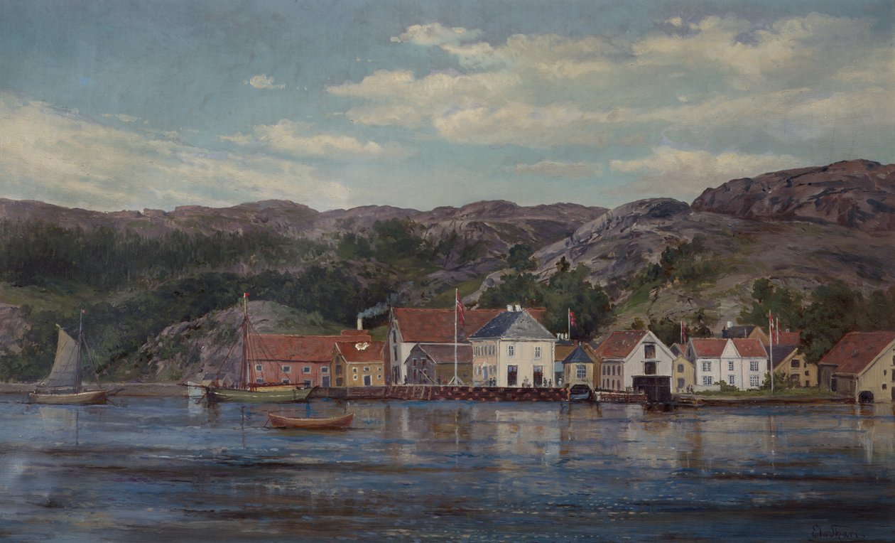 Rzeka we Flekkefjord autorstwa Edvard Skari