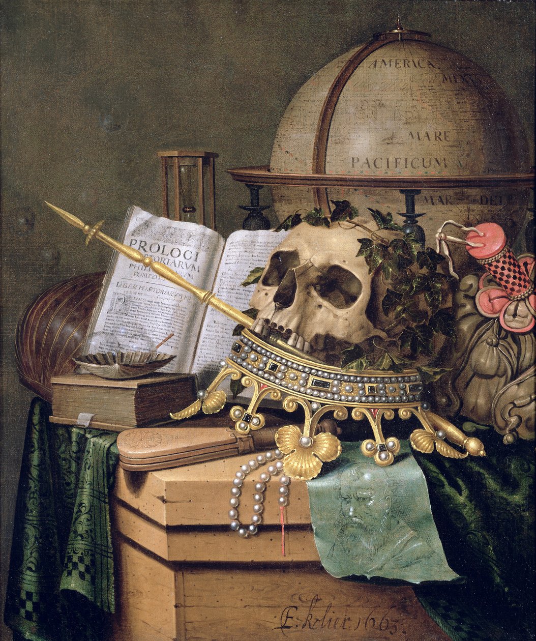 Vanitas (alegoryczna martwa natura) autorstwa Edwaert Colyer or Collier