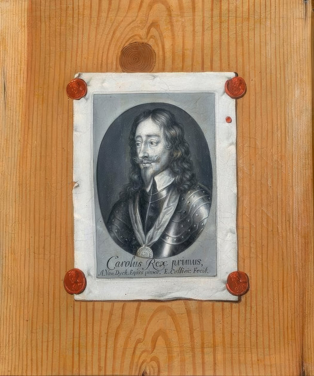 Trompe l’oeil z portretem Karola I z Wielkiej Brytanii autorstwa Edwaert Collier