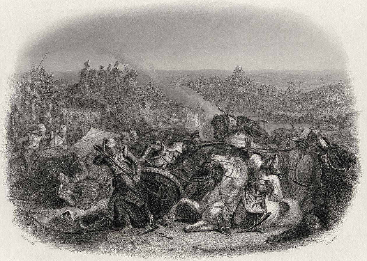 Bitwa pod Meeanee, 1843, grawerowana przez C.H. Dżinsy (1827-79) autorstwa Edward A. Armitage