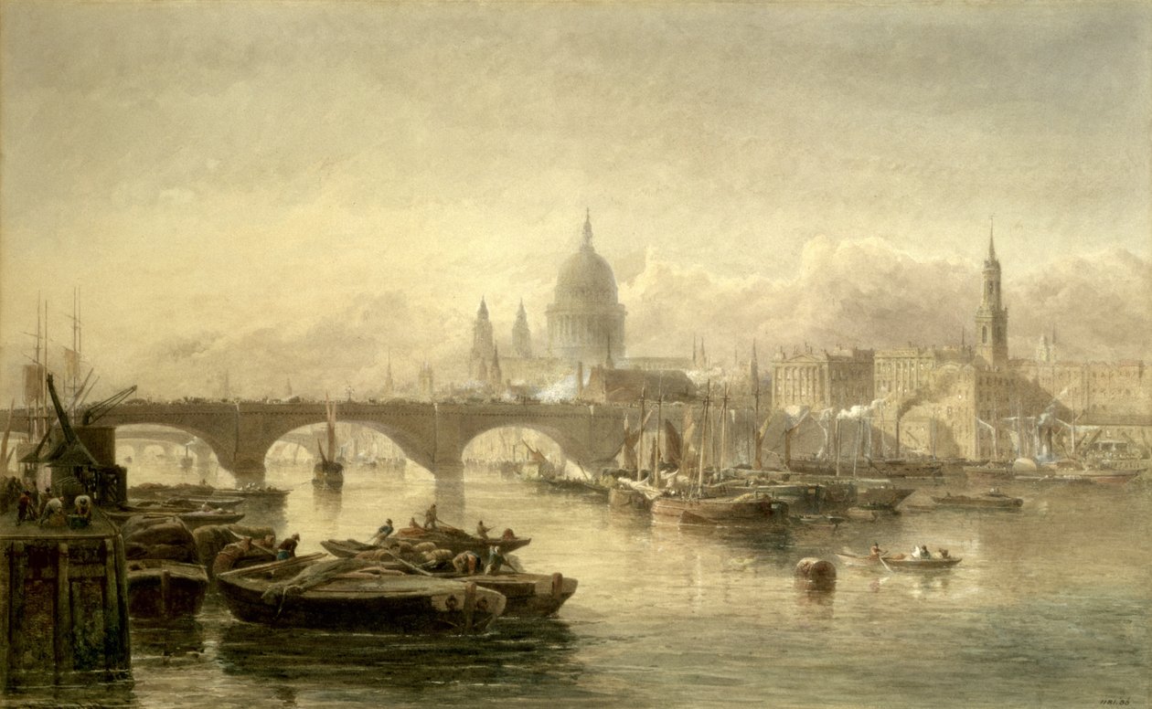 Katedra św. Pawła i London Bridge od strony Surrey, 1864 autorstwa Edward Angelo Goodall