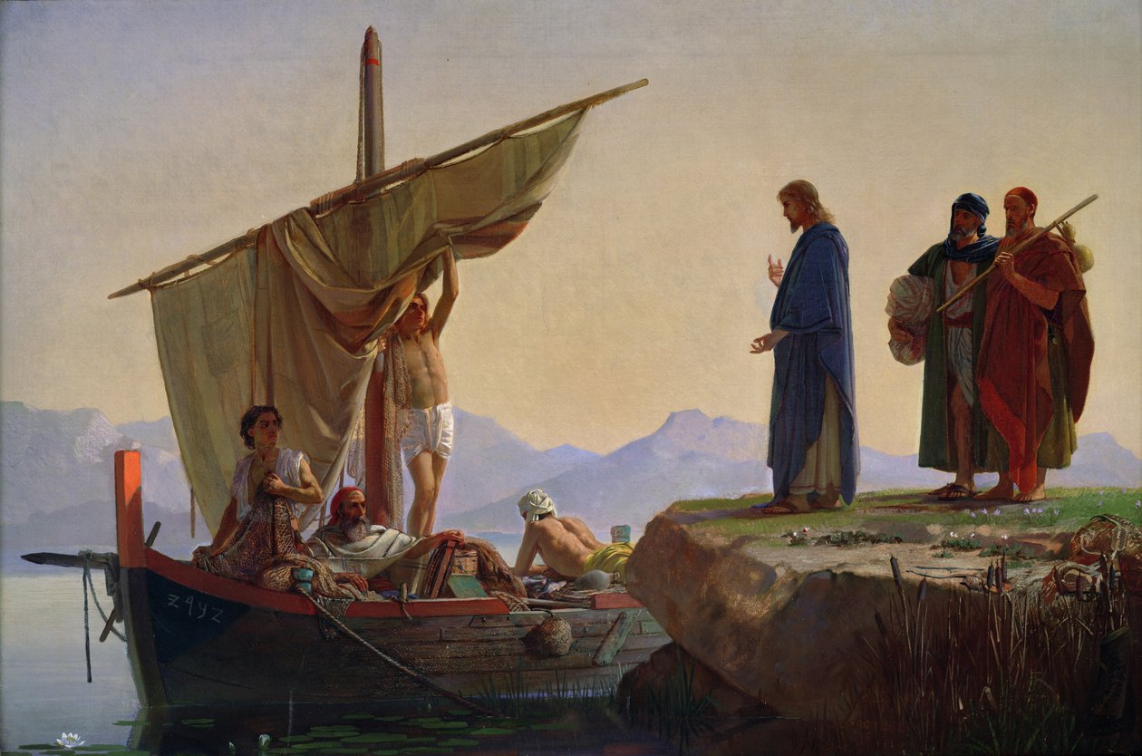 Chrystus powołujący apostołów Jakuba i Jana, 1869 autorstwa Edward A. Armitage