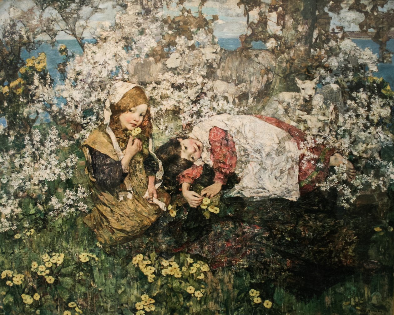 Idylla w Springnwęgiersku: wiosenna sielanka autorstwa Edward Atkinson Hornel
