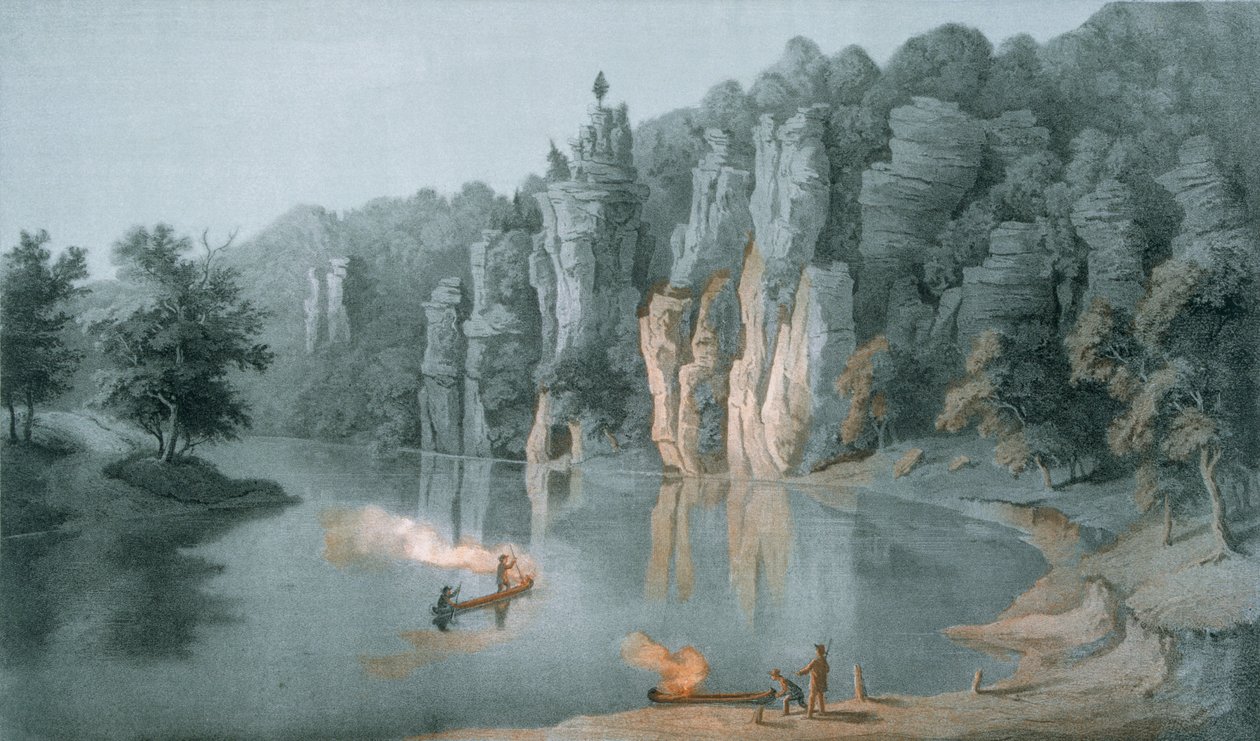 Bullard Rock nad rzeką New River, w pobliżu White Sulphur Springs, hrabstwo Giles, 1858 autorstwa Edward Beyer