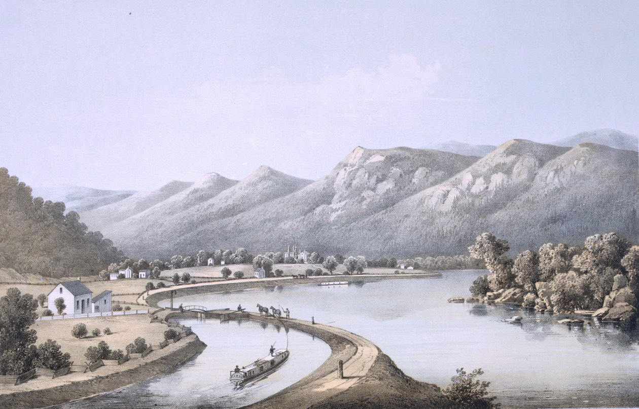 Kanał James River w pobliżu ujścia rzeki North River, hrabstwo Rockbridge, 1858 autorstwa Edward Beyer