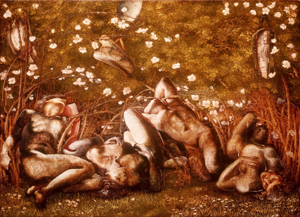 Studium dla Śpiących Rycerzy autorstwa Edward Burne Jones