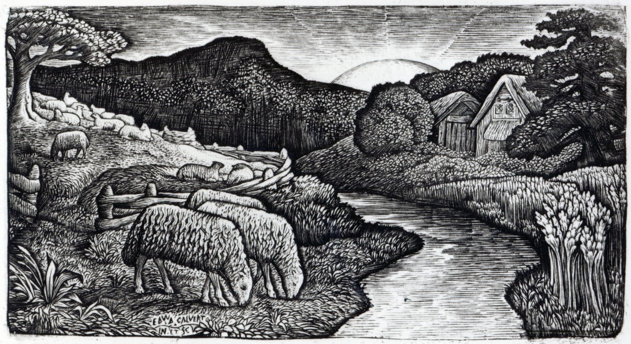 Owca jego pastwiska, ok. 1828, z nakładu 350 druków opublikowanych do albumu „Wspomnienia” syna Calverta, 1893 autorstwa Edward Calvert