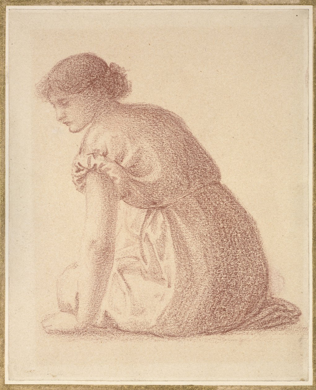 Siedząca postać kobiety, XIX w. (czerwona kreda na papierze) autorstwa Edward Burne Jones