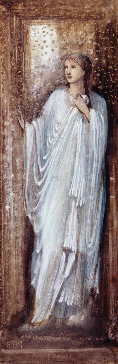 Danae (wc, gwasz i złota farba na papierze) autorstwa Edward Burne Jones