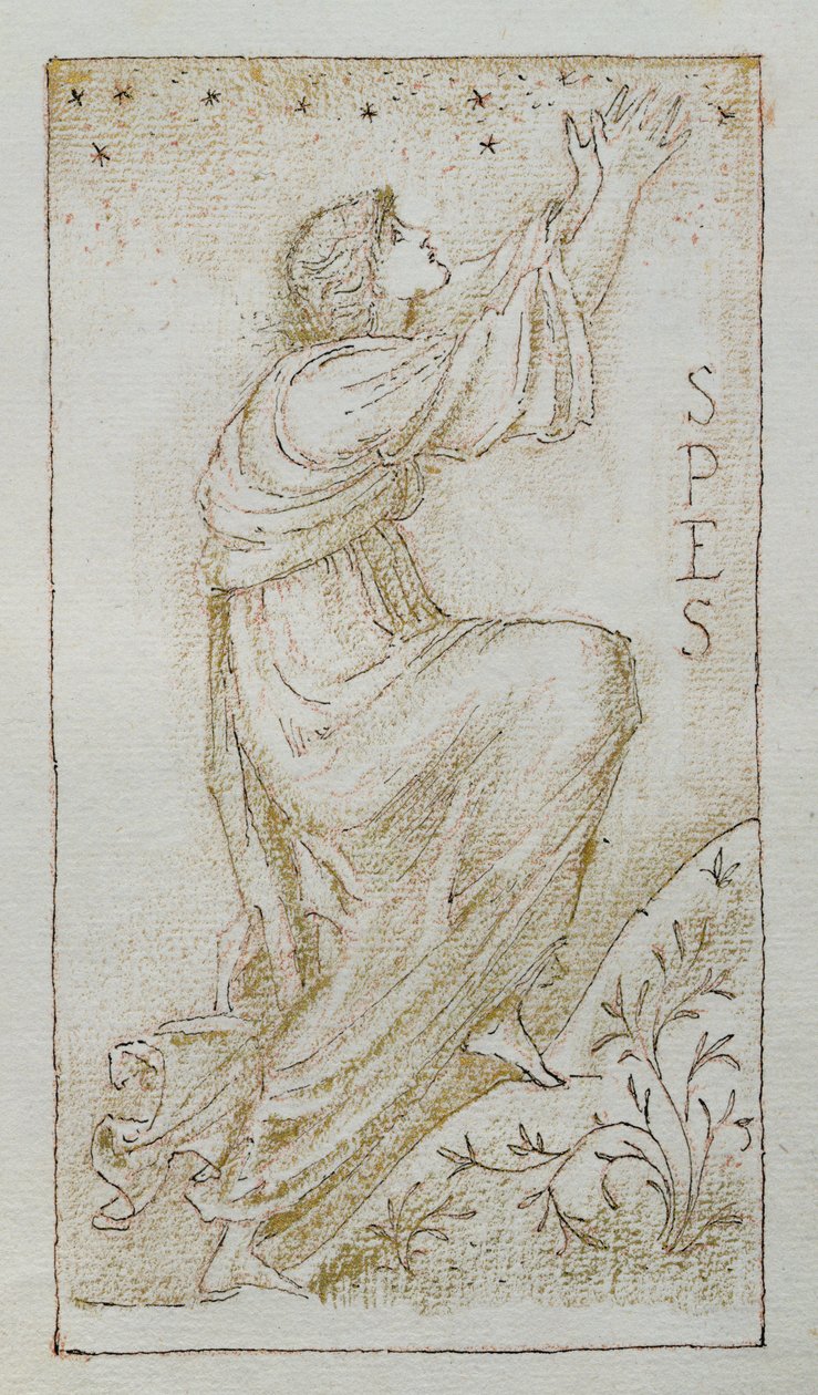 Spes (atrament i złoto na papierze) autorstwa Edward Burne Jones