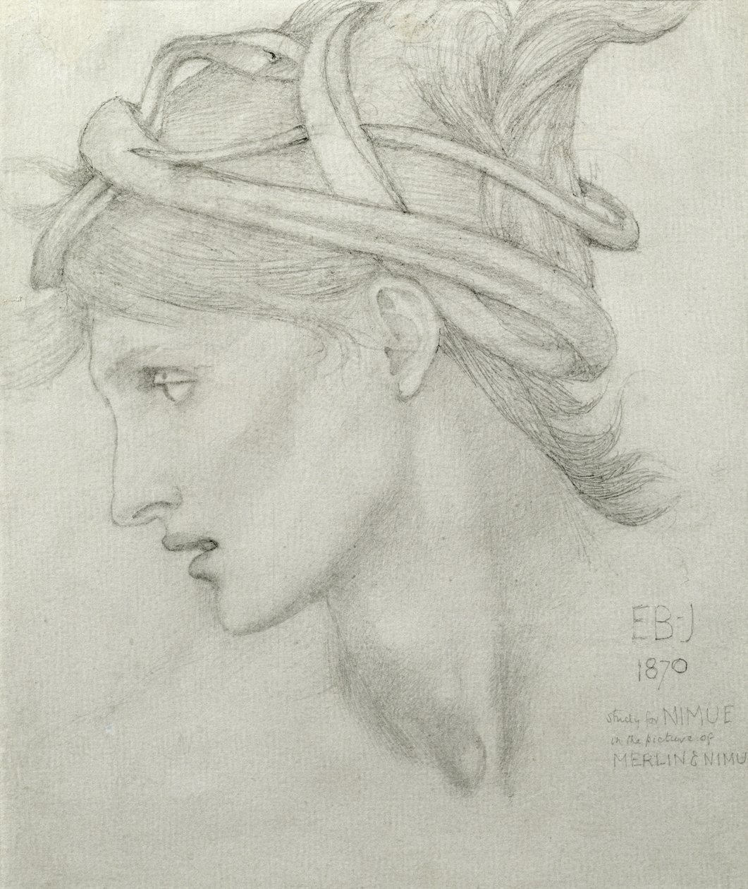 Studium dla Nimue dla „Merlin i Nimue”, 1870 autorstwa Edward Burne Jones