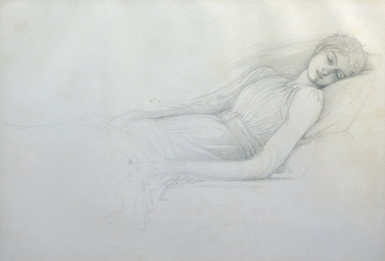 Studium do "Śpiącej królewny autorstwa Edward Burne Jones