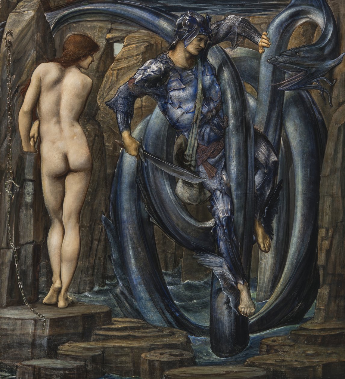 Spełniona zagłada (Perseusz zabija węża morskiego) ok. 1882 r. autorstwa Edward Burne Jones