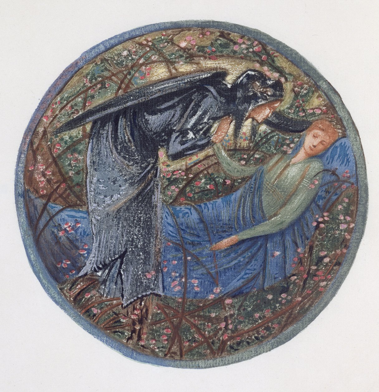 Księga Kwiatów: XXIII. Obudź się, Najdroższy! (lito z gwaszem na papierze) autorstwa Edward Burne Jones