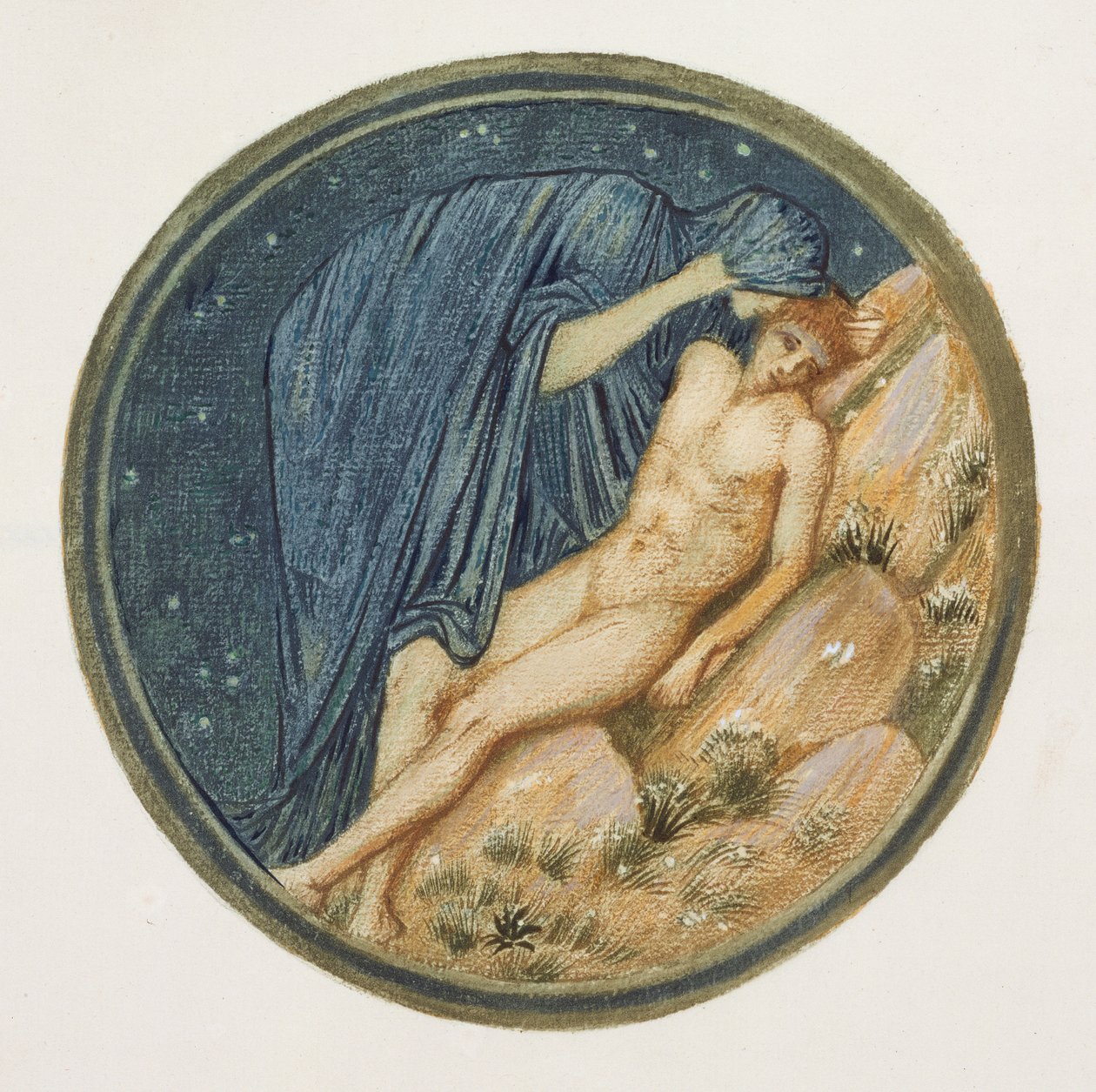 Księga Kwiatów: XXXVIII. Dzień i noc, 1905 (lit z gwaszem na papierze) autorstwa Edward Burne Jones