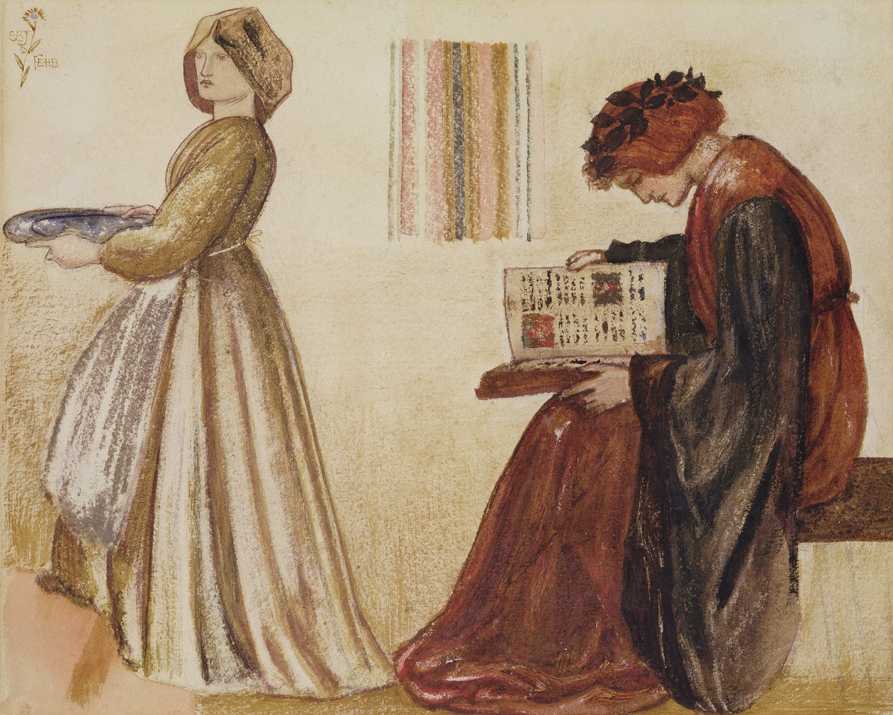 Ślub Sir Degrevaunta (pastel na papierze) autorstwa Edward Burne Jones