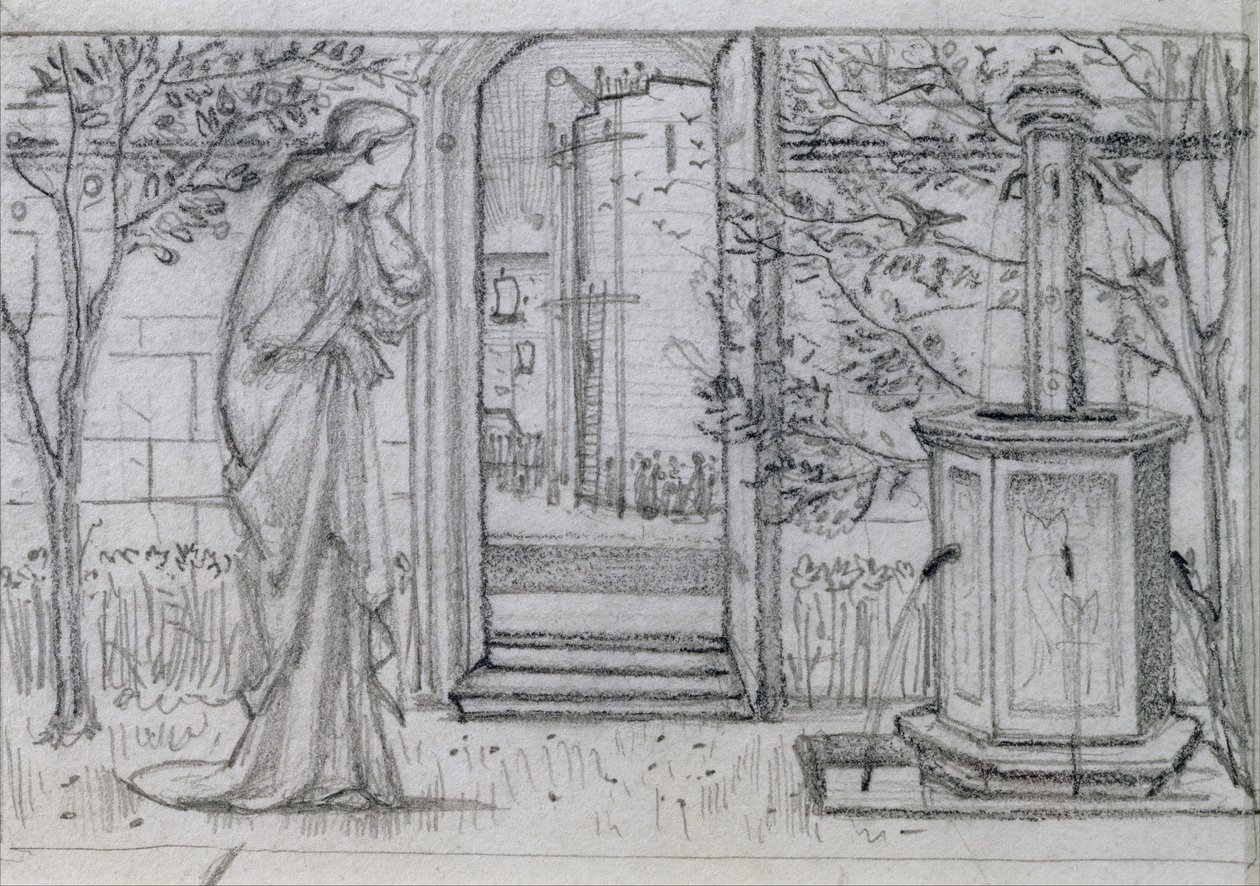 Studium dla Danae i Miedzianej Wieży, 1869-70 autorstwa Edward Burne Jones