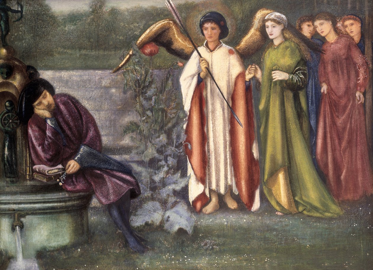 Sen Chaucera o pięknych kobietach, 1865 autorstwa Edward Burne Jones