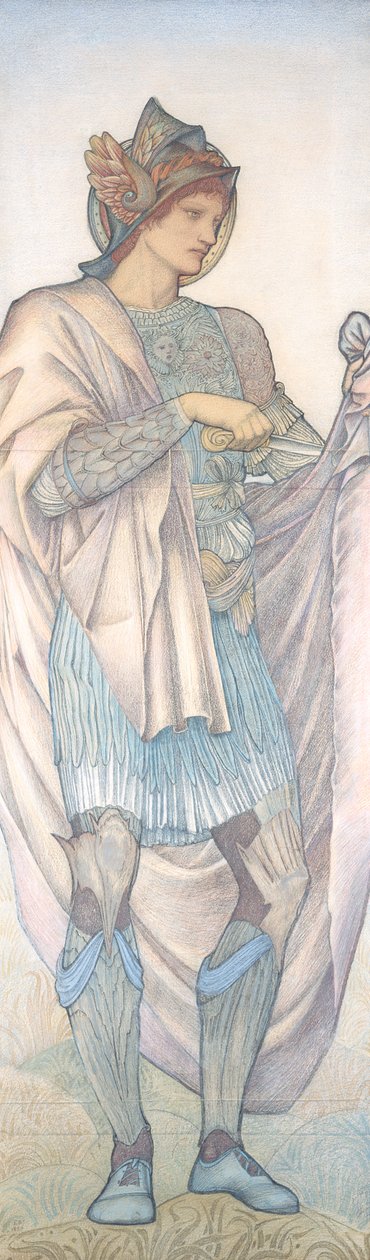 Św. Marcin rozcinający płaszcz (kolorowe kredy na papierze) autorstwa Edward Burne Jones